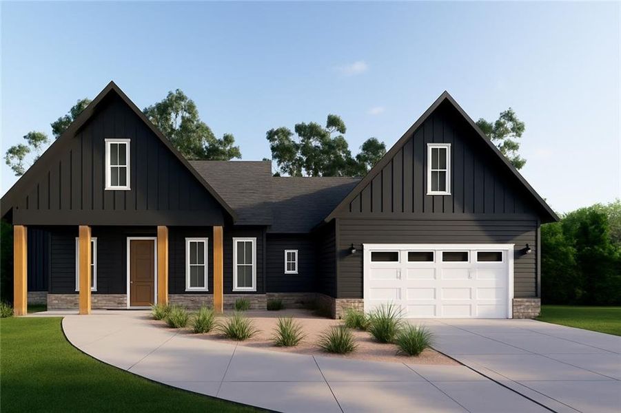 Front exterior of a new home in , Jasper, GA, highlighting curb appeal (Image 1). Front exterior of a new home in , Jasper, GA, highlighting curb appeal (Image 1).
