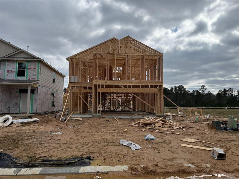 In-progress construction of a new home in The Lakes at Black Oak Villas, Magnolia, TX (Image 27).