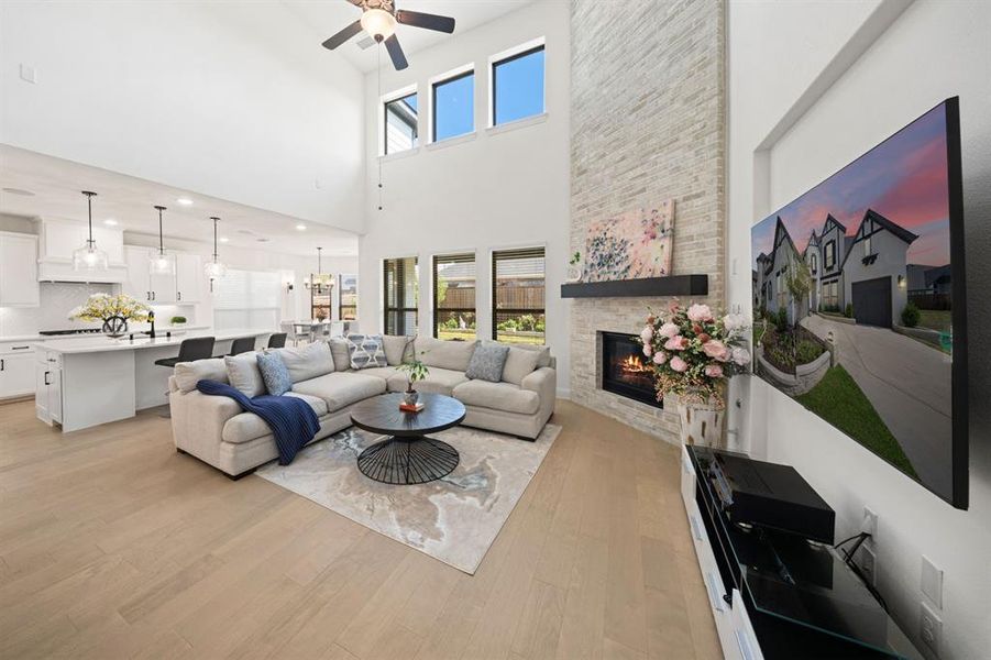20-ft high ceilings in the living room.