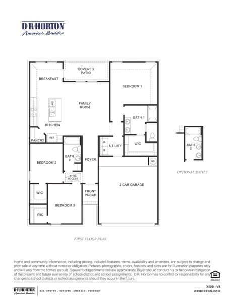 2D floor plan layout for the Bellvue by D.R. Horton in Caldwell Crossing, Iowa Colony, TX (Image 3). 2D floor plan layout for the Bellvue by D.R. Horton in Caldwell Crossing, Iowa Colony, TX (Image 3).