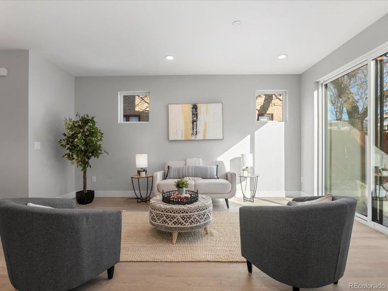 Living area with Sliding Door to Courtyard