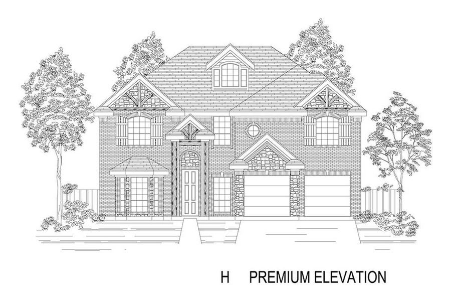 Representative rendering of the exterior for the Hillcrest 45 2F (w/Media) by First Texas Homes (Image 12).