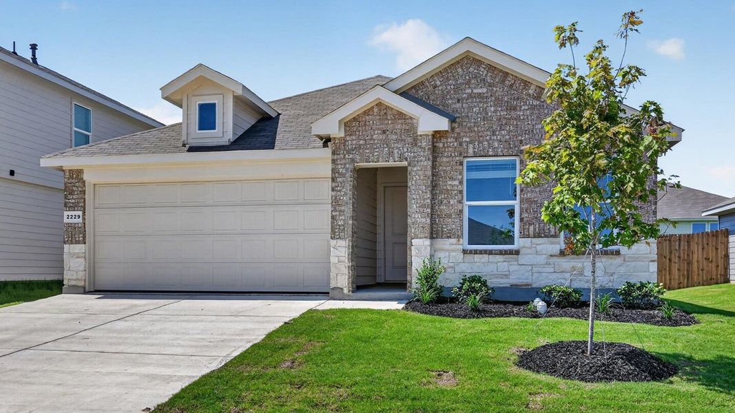 Representative exterior photo of a completed home built from the Anderson by D.R. Horton in Sunnycreek, Crowley, TX (Image 18). Representative exterior photo of a completed home built from the Anderson by D.R. Horton in Sunnycreek, Crowley, TX (Image 18).