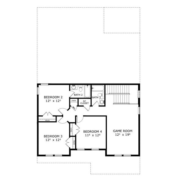 2D floor plan layout for the Santa Cruz - Classic Series | 50' Wide Lots by ICI Homes in Middlebourne, St. Johns, FL (Image 3). 2D floor plan layout for the Santa Cruz - Classic Series | 50' Wide Lots by ICI Homes in Middlebourne, St. Johns, FL (Image 3).