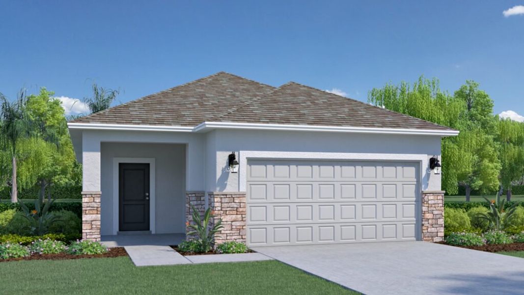 Representative exterior photo of a completed home built from the Marianna by Holiday Builders in Pineapple Grove, Port St. Lucie, FL (Image 5).