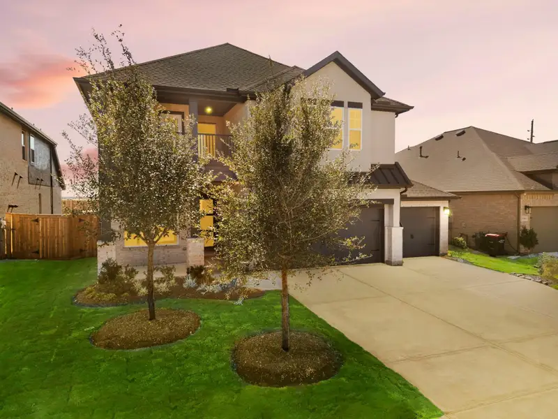 Front exterior of a new home in , Fulshear, TX, highlighting curb appeal (Image 24). Front exterior of a new home in , Fulshear, TX, highlighting curb appeal (Image 24).
