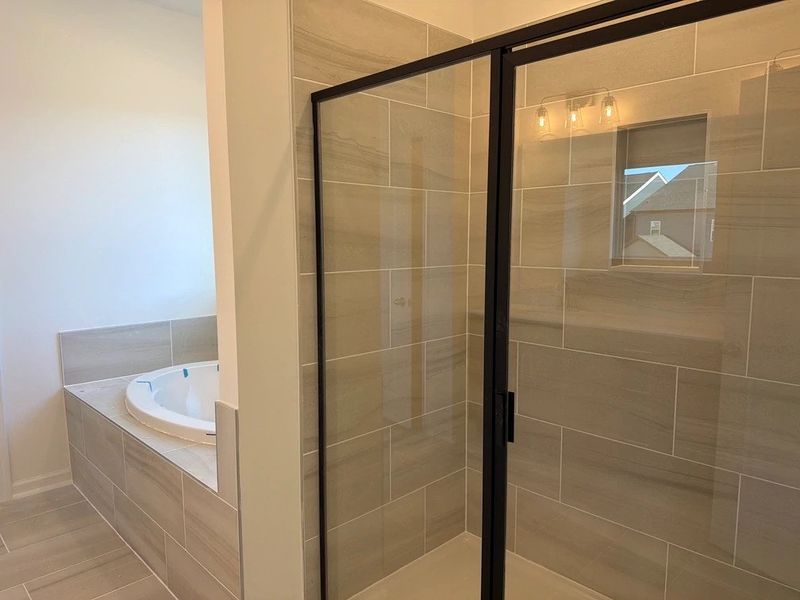 Primary Bath featuring the AW Collection® Sapphire - Clean white and cool hues define the space.