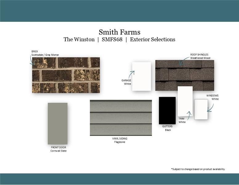Sample of building materials used in homes in Smith Farms, Murfreesboro (Image 38).
