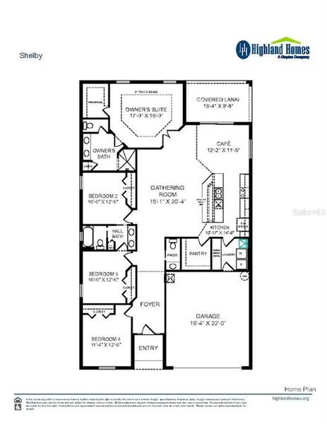 2D floor plan layout of this home in Sunridge Chase, Ruskin, FL (Image 2).
