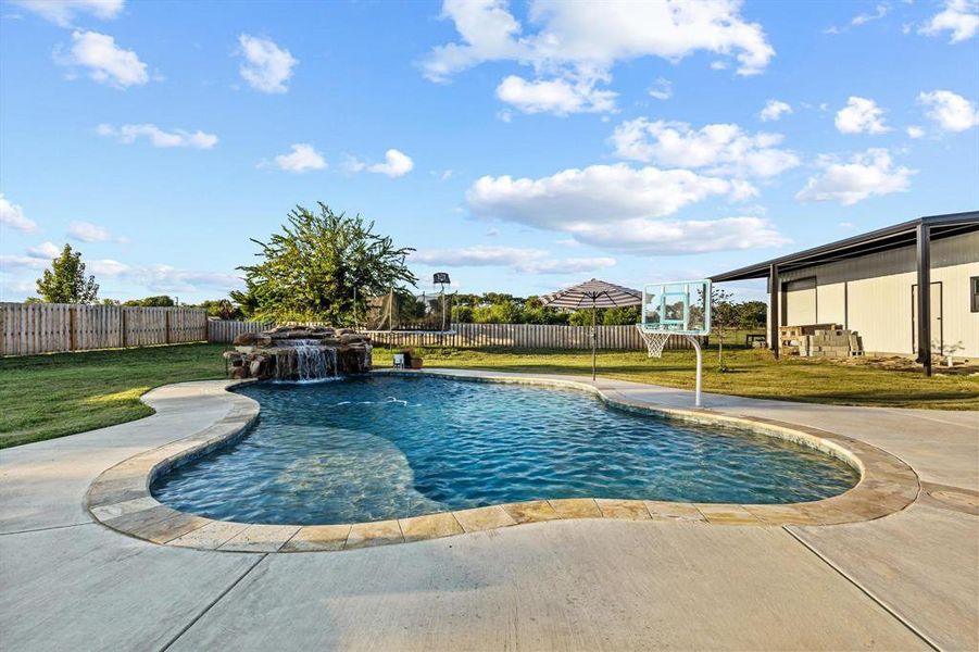 Bathroom with vanity, light marble finish flooring, and a shower with shower curtain Bathroom with vanity, light marble finish flooring, and a shower with shower curtain