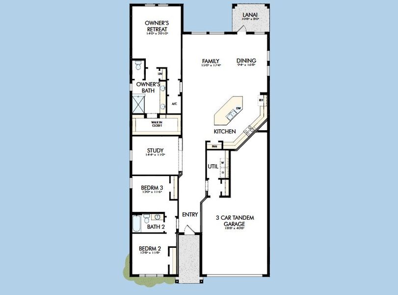 2D floor plan layout for the The Kernan by David Weekley Homes in Southwind – Classic Series, Plant City, FL (Image 3). 2D floor plan layout for the The Kernan by David Weekley Homes in Southwind – Classic Series, Plant City, FL (Image 3).