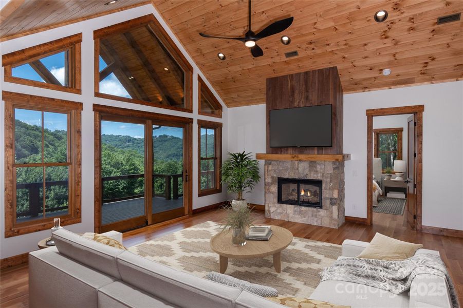 Welcome to 750 Silver Springs Drive W.! Located in gated Silver Springs Farm Estates, NEW CONSTRUCTION & MOVE-IN READY! 3,178 HLA with 4 bedrooms, 4 full bathrooms, 3 car garage with amble storage, over 1,200 square feet of outdoor space including main level porte-cochere & covered porch with majestic, private mountain & pond views, and main & basement level decks, 2 fireplaces, multiple floor to ceiling sliding glass doors & designer selections throughout.