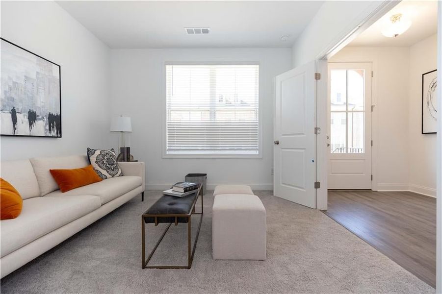 Terrace level bedroom *Photos of model home from a different community. Used for illustrative purposes only.*