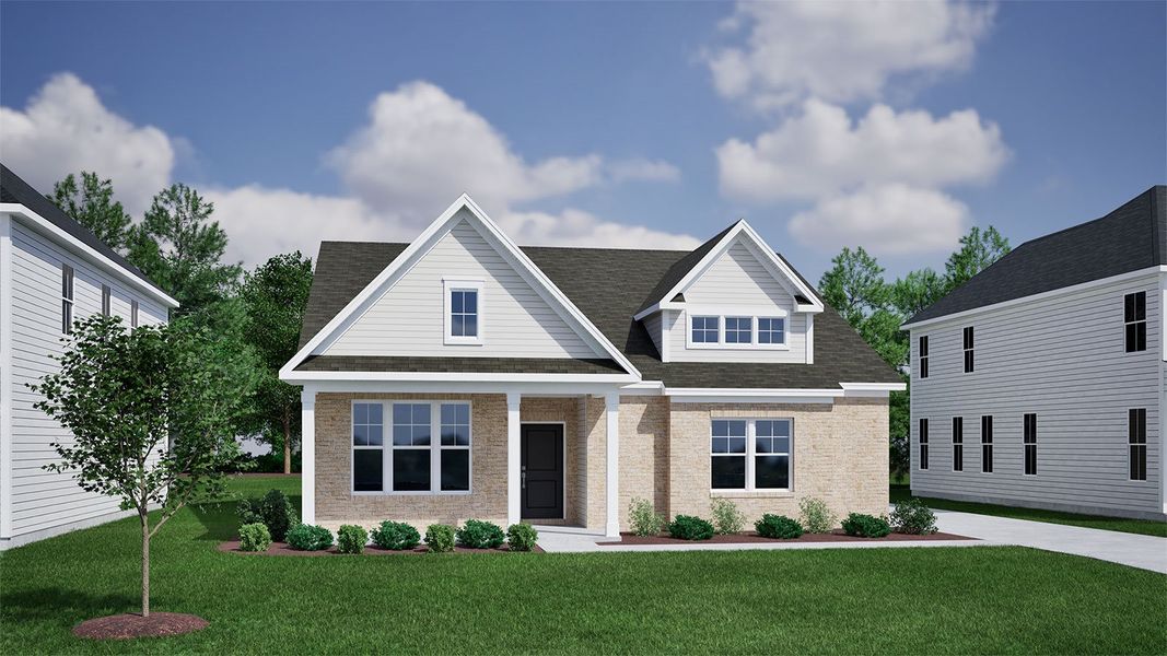 Representative exterior photo of a completed home built from the Cary - Vanguard Collection by Mungo Homes in Cottages at Lake Emory, Inman, SC (Image 23).