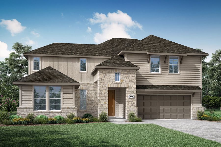 Representative exterior photo of a completed home built from the Dylan by Tri Pointe Homes in Painted Tree, McKinney, TX (Image 26).