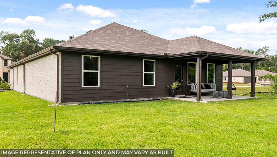 Representative exterior photo of a completed home built from the Zion by D.R. Horton in Silverthorne, Conroe, TX (Image 19). Representative exterior photo of a completed home built from the Zion by D.R. Horton in Silverthorne, Conroe, TX (Image 19).