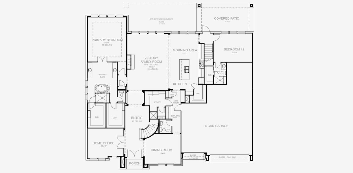2D floor plan layout for the 4978W by Perry Homes in Bristol Valley, Rockwall, TX (Image 3). 2D floor plan layout for the 4978W by Perry Homes in Bristol Valley, Rockwall, TX (Image 3).