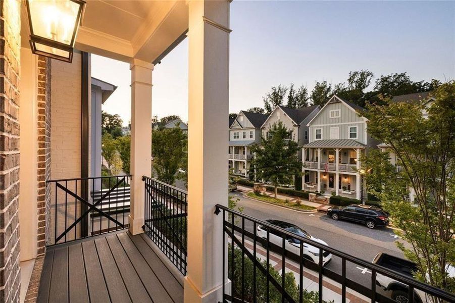 Exterior details and patio area of a home in Towns on Thompson, Alpharetta (Image 32).