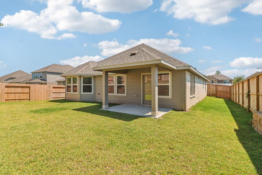 Exterior details and patio area of a home in Pine Lake Cove - Classic Series, Montgomery (Image 23). Exterior details and patio area of a home in Pine Lake Cove - Classic Series, Montgomery (Image 23).