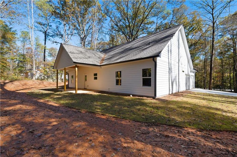 Exterior details and patio area of a home in , Bowdon (Image 4).
