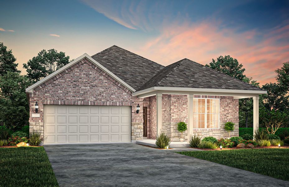 The Parker, a one-story home with 2-car garage, shown with Home Exterior 37