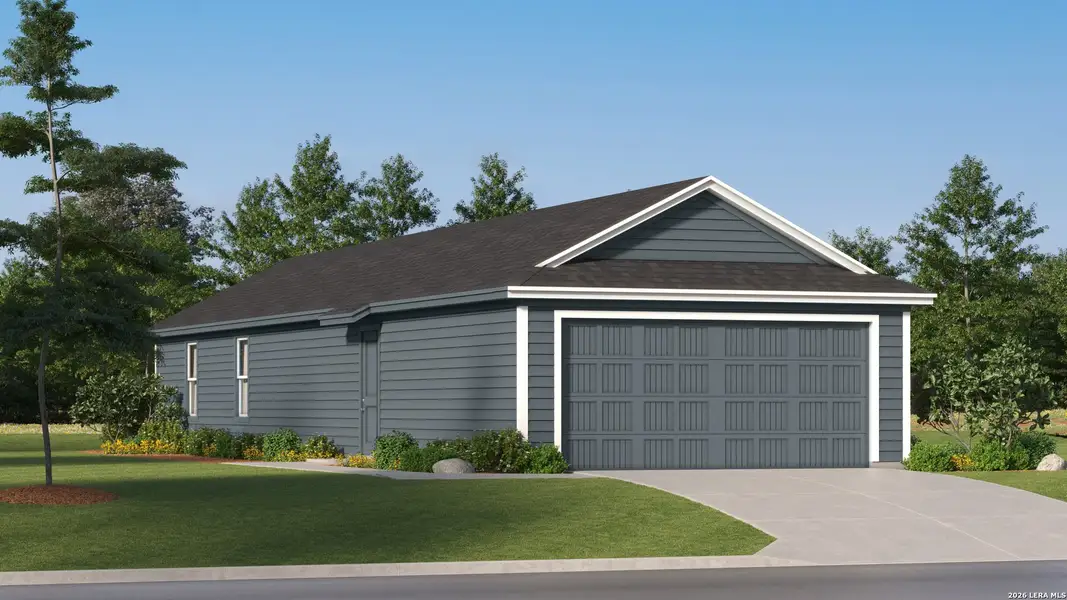 Front exterior of a new home in Grace Gardens, San Antonio, TX, highlighting curb appeal (Image 20).