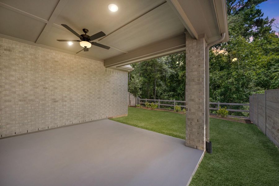 Sweeping covered patio to beat the TX heat and enjoy your nature views!