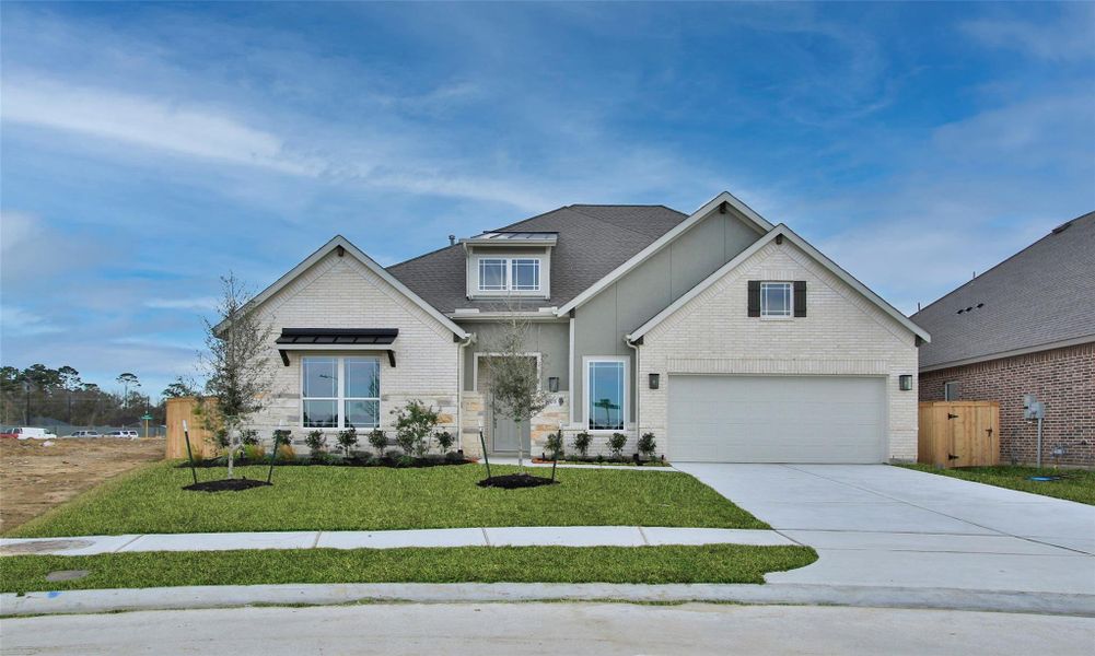 Front exterior of a new home in Sundance Cove, Crosby, TX, highlighting curb appeal (Image 1). Front exterior of a new home in Sundance Cove, Crosby, TX, highlighting curb appeal (Image 1).