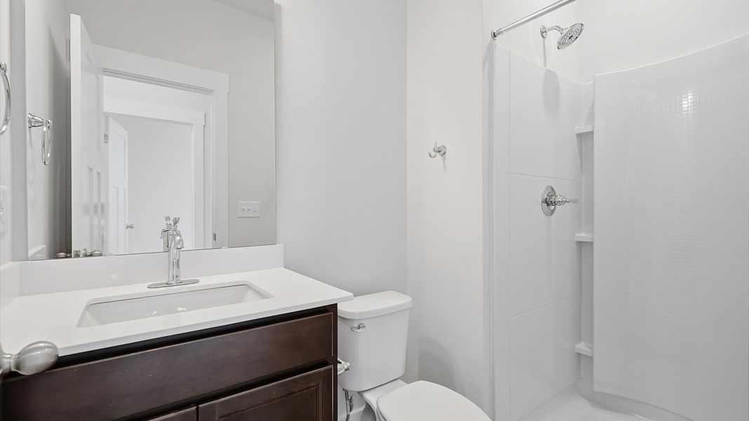 Secondary bathroom designed with a luxurious feel and practical functionality in Anderson, SC