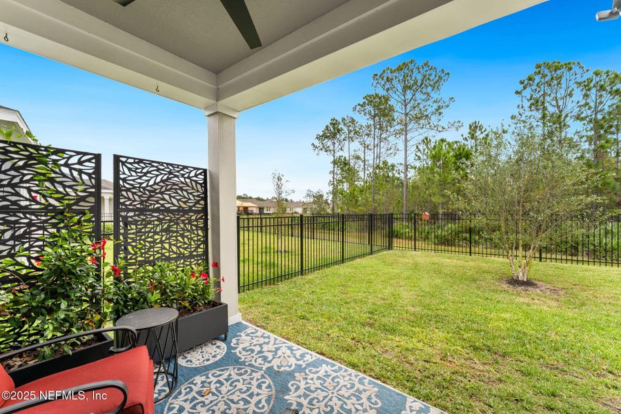 Exterior details and patio area of a home in Seminole Palms Single-Family Homes, Palm Coast (Image 27).