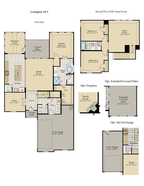 2D floor plan layout for the Lexington by John Houston Homes in BridgeWater - Phase 1, Midlothian, TX (Image 3).
