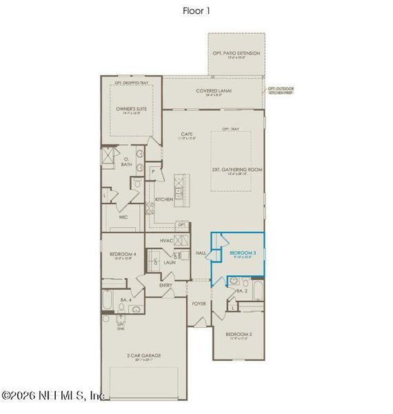 2D floor plan layout of this home in Murray Farms, Middleburg, FL (Image 3).