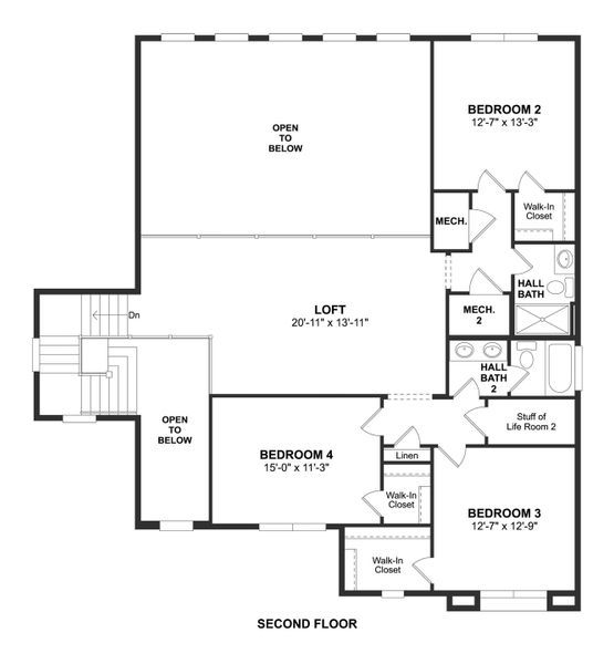 2D floor plan layout for the Little Rock by K. Hovnanian® Homes in Hammock Lakes, New Smyrna Beach, FL (Image 4).
