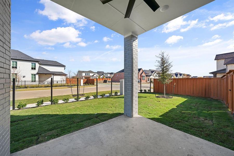 Exterior details and patio area of a home in Fields - 40' Lots, Frisco (Image 4). Exterior details and patio area of a home in Fields - 40' Lots, Frisco (Image 4).