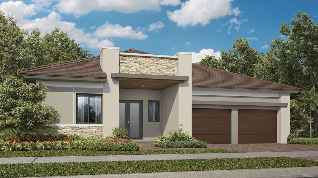 Front exterior of a new home in Parkland Royale, Parkland, FL, highlighting curb appeal (Image 1). Front exterior of a new home in Parkland Royale, Parkland, FL, highlighting curb appeal (Image 1).