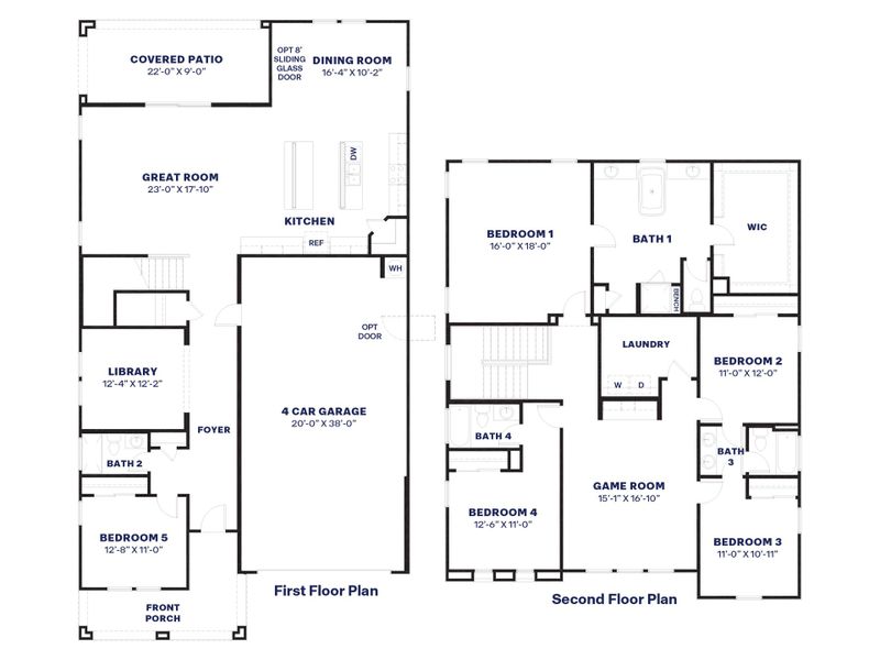 2D floor plan layout for the Miraval by D.R. Horton in The Ridge at Stone Butte, Phoenix, AZ (Image 5).