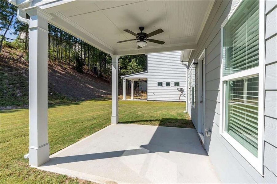 Exterior details and patio area of a home in The View at Groover's Lake, Lithia Springs (Image 20).