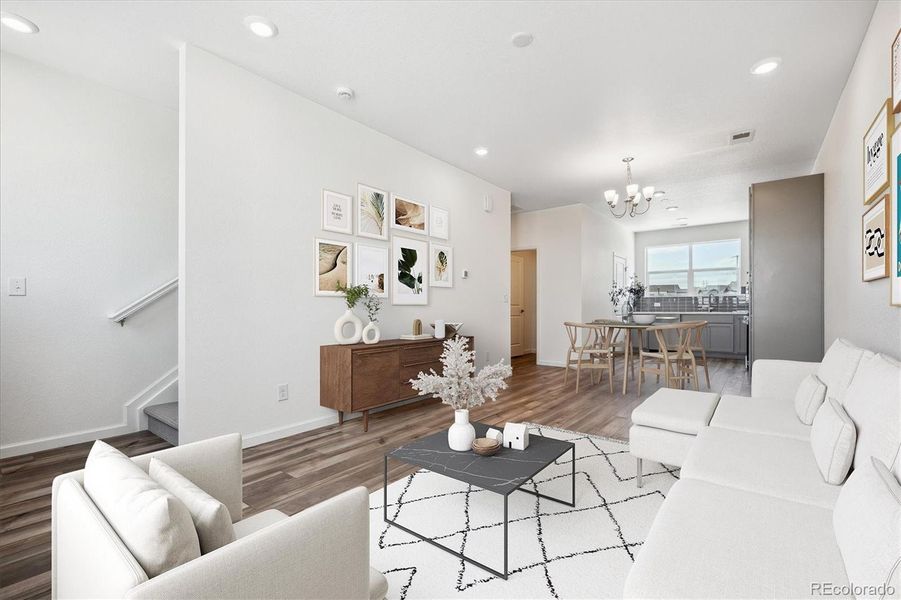 Furnished interior view inside a new home in Atlantic Collection at The Townes at Skyline Ridge, Castle Pines (Image 9).
