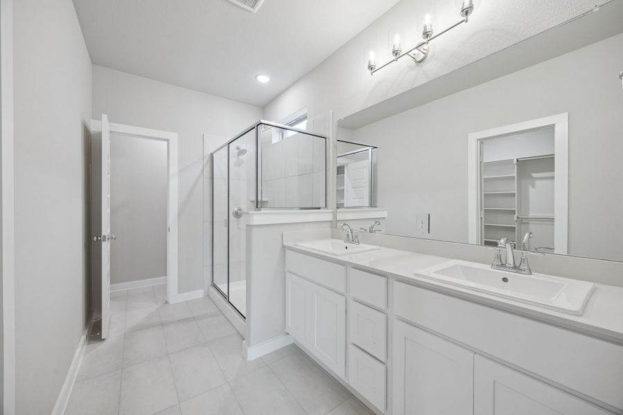 Primary Bathroom in the Stanley II home plan by Trophy Signature Homes – REPRESENTATIVE PHOTO