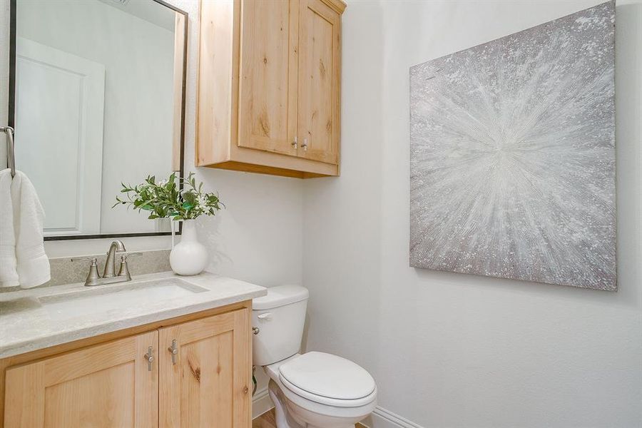 Powder bath with built-ins and a vanity