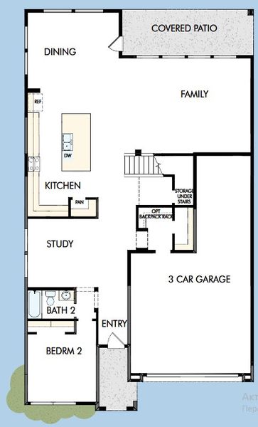 2D floor plan layout for the The Oakmont by David Weekley Homes in Tavolo at Soleo, San Tan Valley, AZ (Image 3).