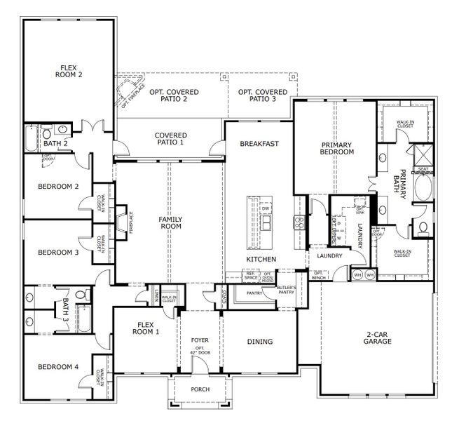 2D floor plan layout for the Concept 3382 by Landsea Homes in Paloma Ranch, Justin, TX (Image 4).
