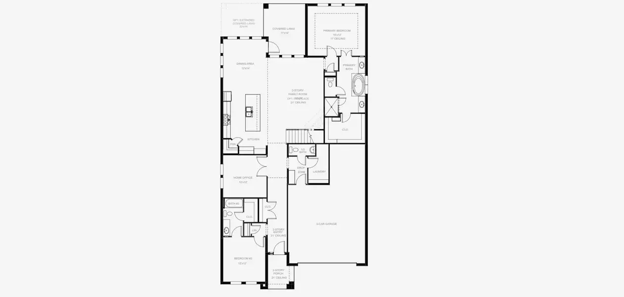2D floor plan layout for the 3024F by Perry Homes in Sanctuary at Seaire, Parrish, FL (Image 3).