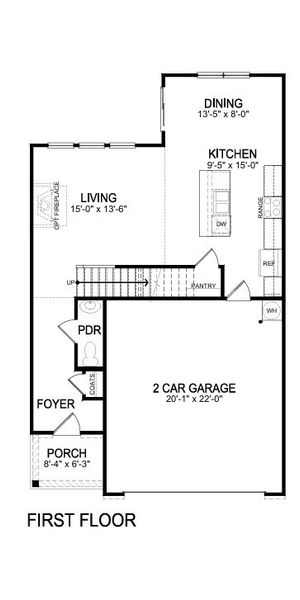 2D floor plan layout for the Edmon by D.R. Horton in Wallace Springs, Statesville, NC (Image 3). 2D floor plan layout for the Edmon by D.R. Horton in Wallace Springs, Statesville, NC (Image 3).