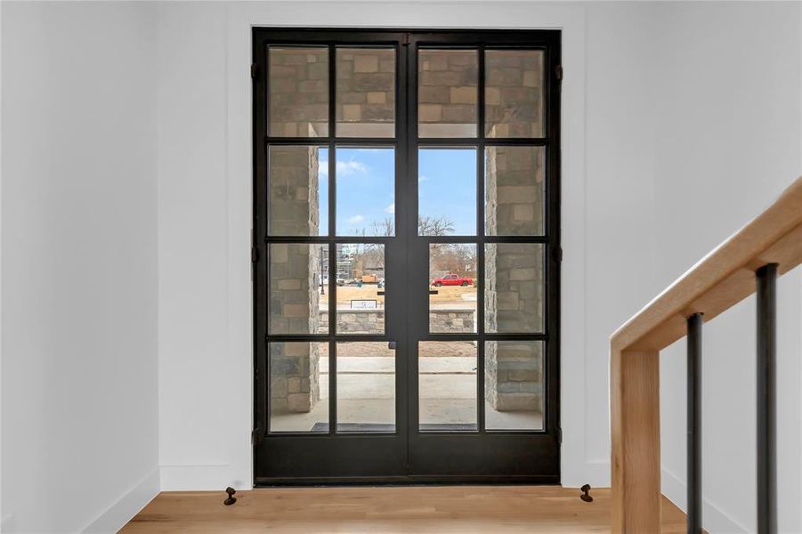 Detailed view of wood finished floors and baseboards Detailed view of wood finished floors and baseboards