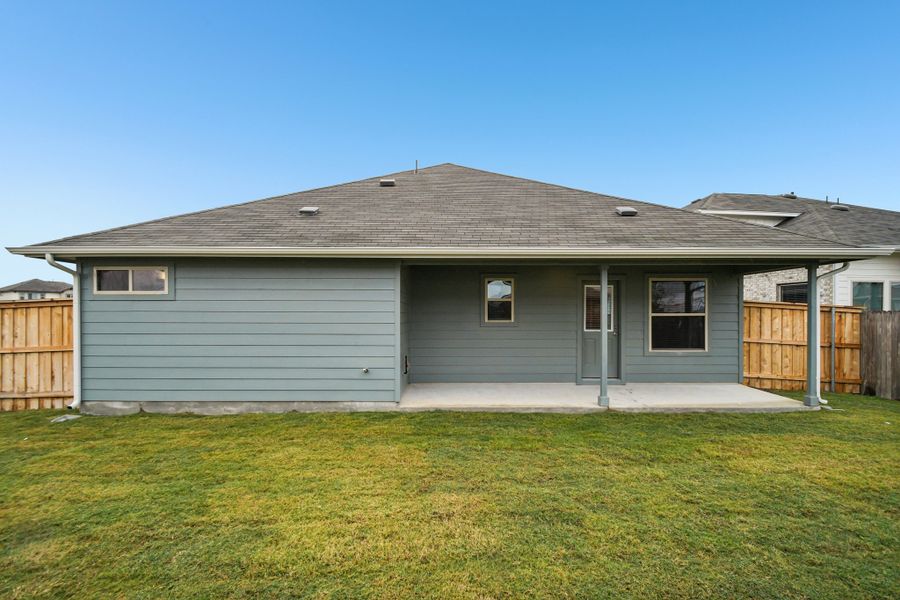 Exterior details and patio area of a home in Crosswinds, Kyle (Image 4).