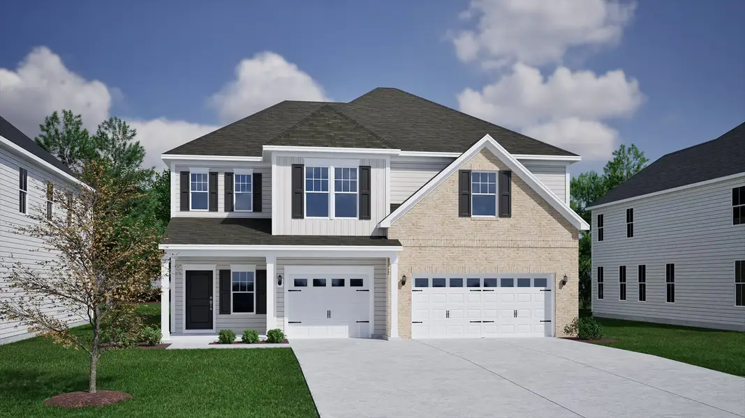 Representative exterior photo of a completed home built from the Warwick II - Vanguard Collection by Mungo Homes in Scotts Hill Village, Wilmington, NC (Image 15).