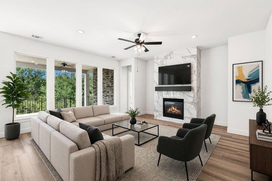 Furnished interior view inside a new home in Double Eagle Ranch, Cedar Creek (Image 5).