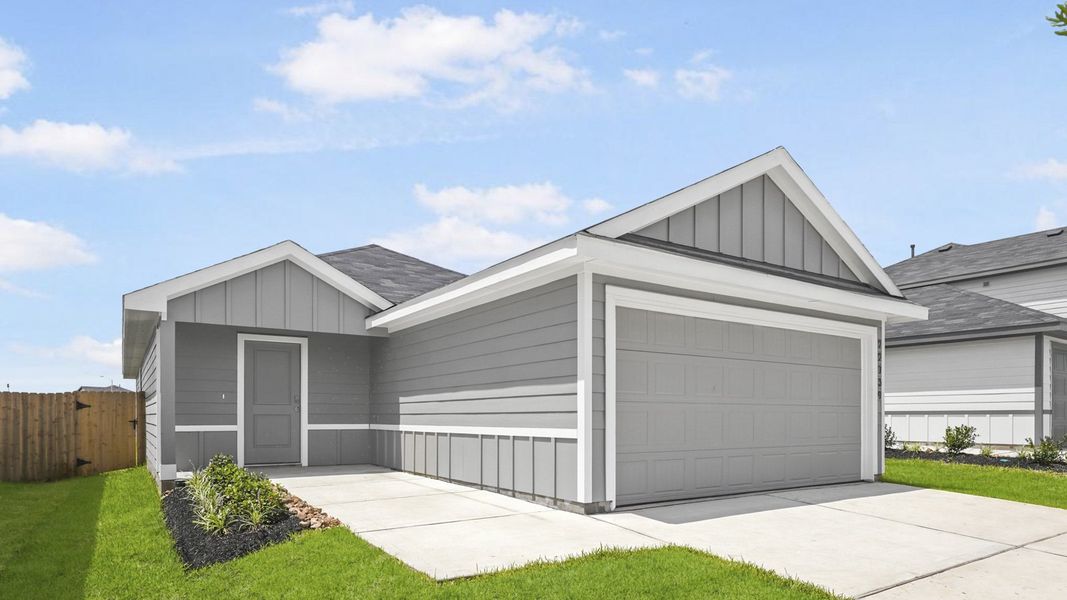Front exterior of a new home in Sunset Valley, Hockley, TX, highlighting curb appeal (Image 2).