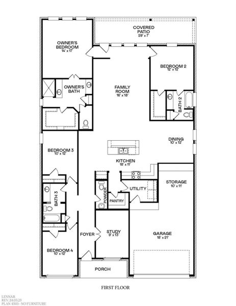 2D floor plan layout of this home in Samara, League City, TX (Image 2).